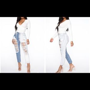 Distressed Straight Leg Jeans